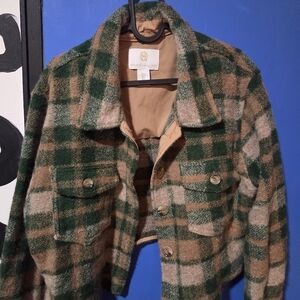 Plaid Green and Tan Women's Jacket